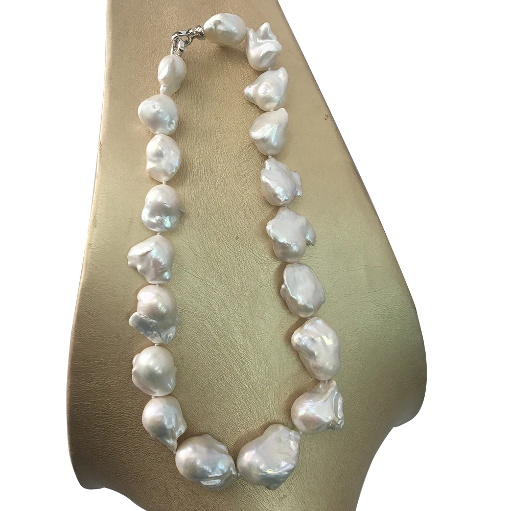 

Top HIGH quality no flaw 100% NATURE FRESHWATER BIG Baroque PEARL NECKLACE-47 cm,15-20 mm nature white pearl,925 SILVER CLASP