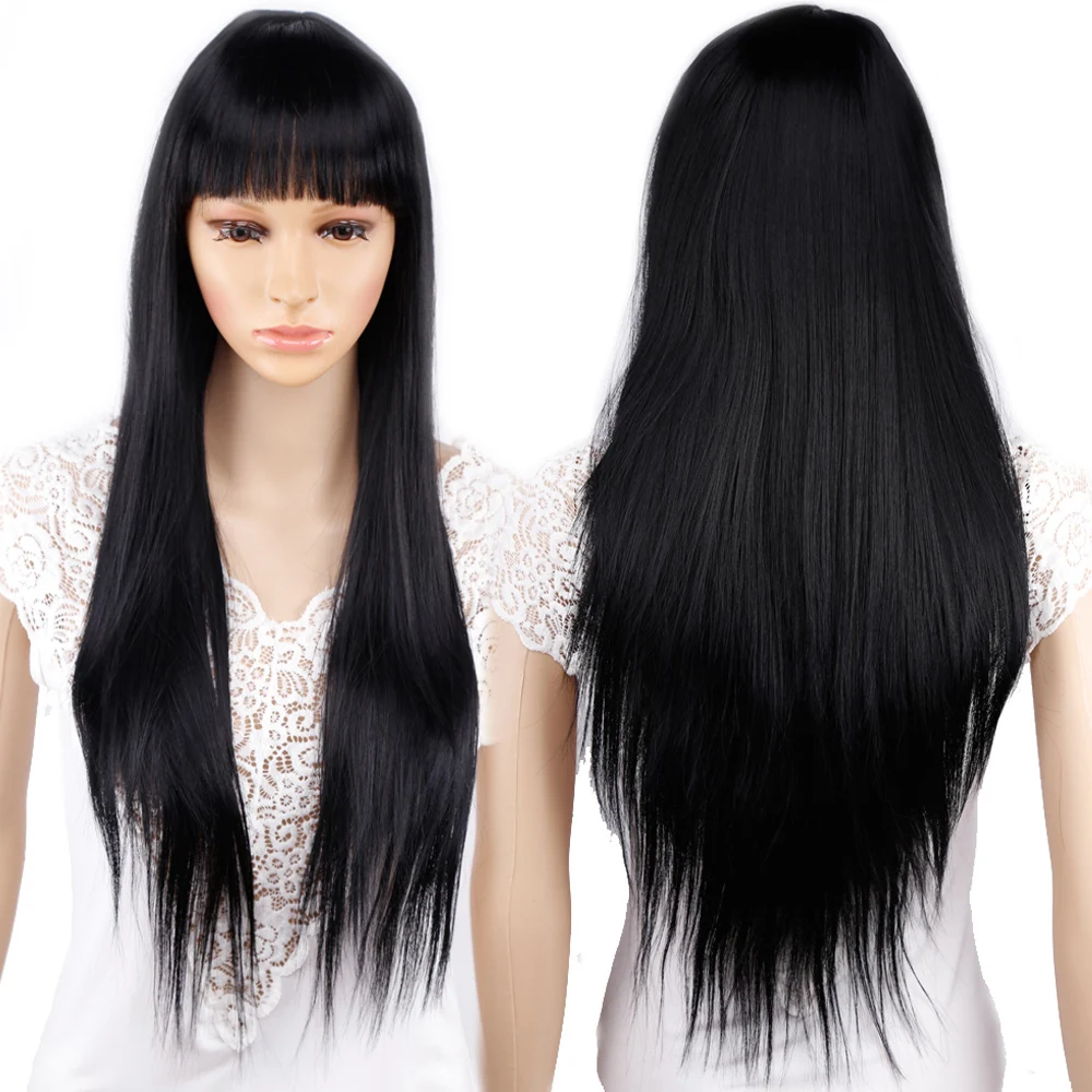 Амир 11 цветов Синтетические длинные натуральные прямые волосы парики с челкой женские африканские американские волосы коричневый блонд черный цвет
