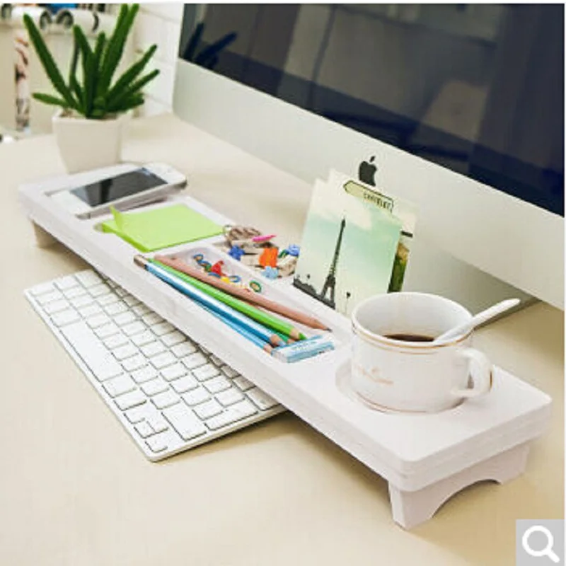 

high-grade Multifunction keyboard Storage shelves Korean Wooden desktop phone keypad of white wood