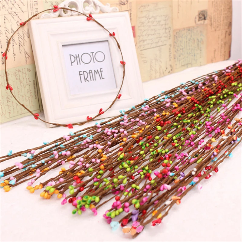 

10Pcs/lot 65CM Long Garland Rattan Small Berry and Flower Making Free Shape for Home DIY Wedding Decoration Banquet Flowers .Q