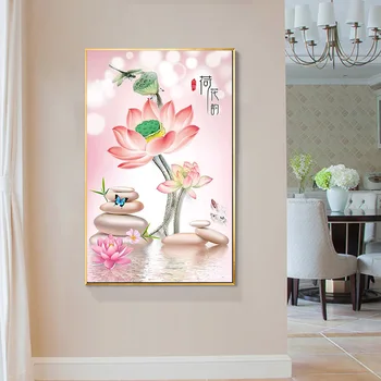 

Diy 5d Sale Diamond Embroidery, Diamond Mosaic, Full, Lotus, Modern Simple, Diamond Painting, Cross Stitch,3d, Decoration, Gift