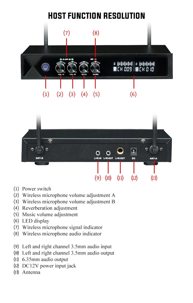 Sistema de Microfone sem Fio Mikrofon para Computador Microfone sem Fio Karaoke Dupla Handheld Alto-falante Estúdio Festa Microphon Uhf bt - Image 5