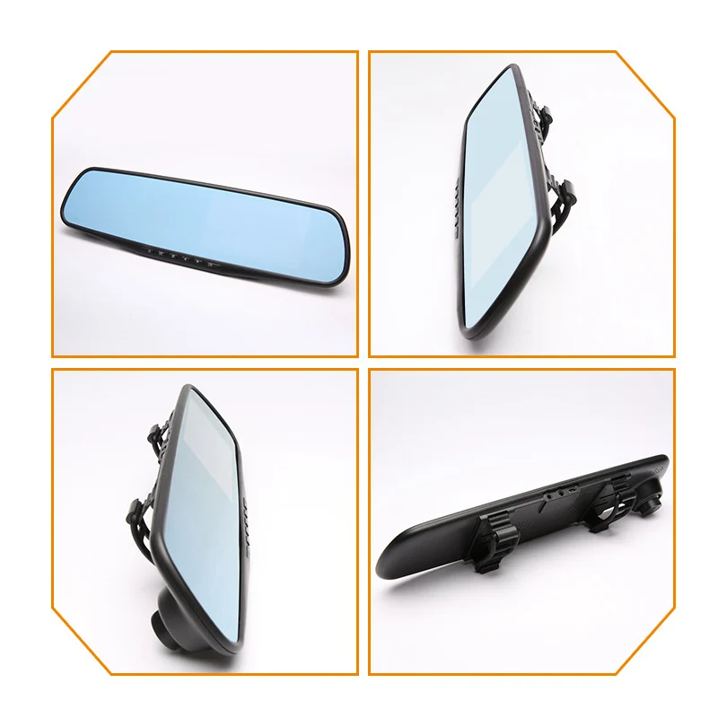 4.3 inch car black box dual lens recorder rearview mirror electronic