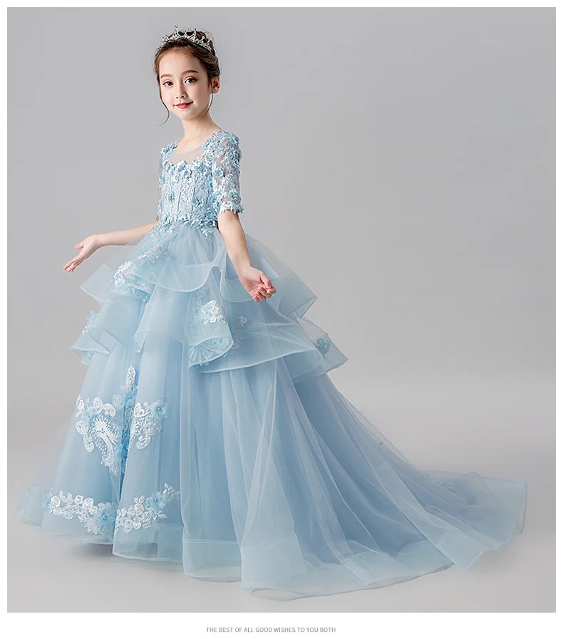 Кружевное платье принцессы для маленьких девочек; свадебное платье для маленьких девочек; Детские праздничные платья для маленьких От 2 до 12 лет на день рождения