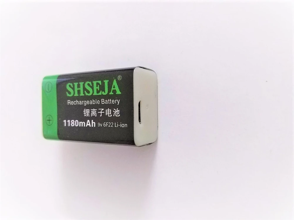 

1pcs/lot Constant voltage 9V 1180mAh rechargeable lithium battery USB lithium polymer metal detector rechargeable battery