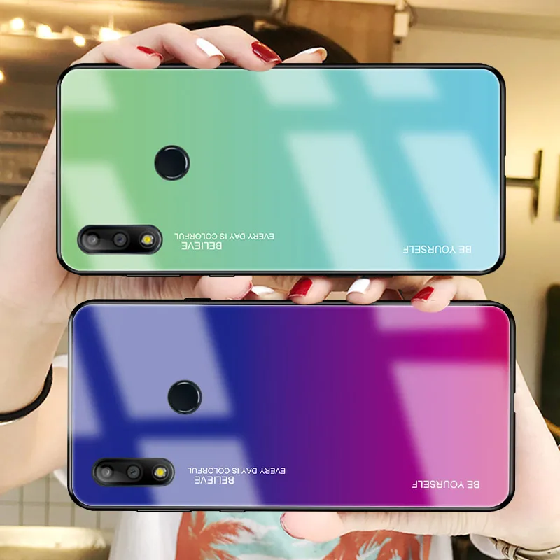 

For Asus Zenfone Max M2 ZB633KL Case Hard Tempered Glass Silicone Frame Gradient Protective Back Cover For ZB631 M1 ZB601 ZB602