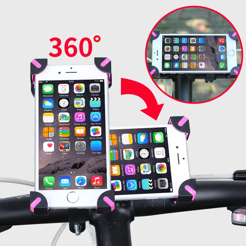 Clearance Universal 360 Degree Rotation Bike Bicycle Motorcycle Handlebar Clip Stand Phone Holder Bracket Mount Shockproof for 3.5-6.5" 3