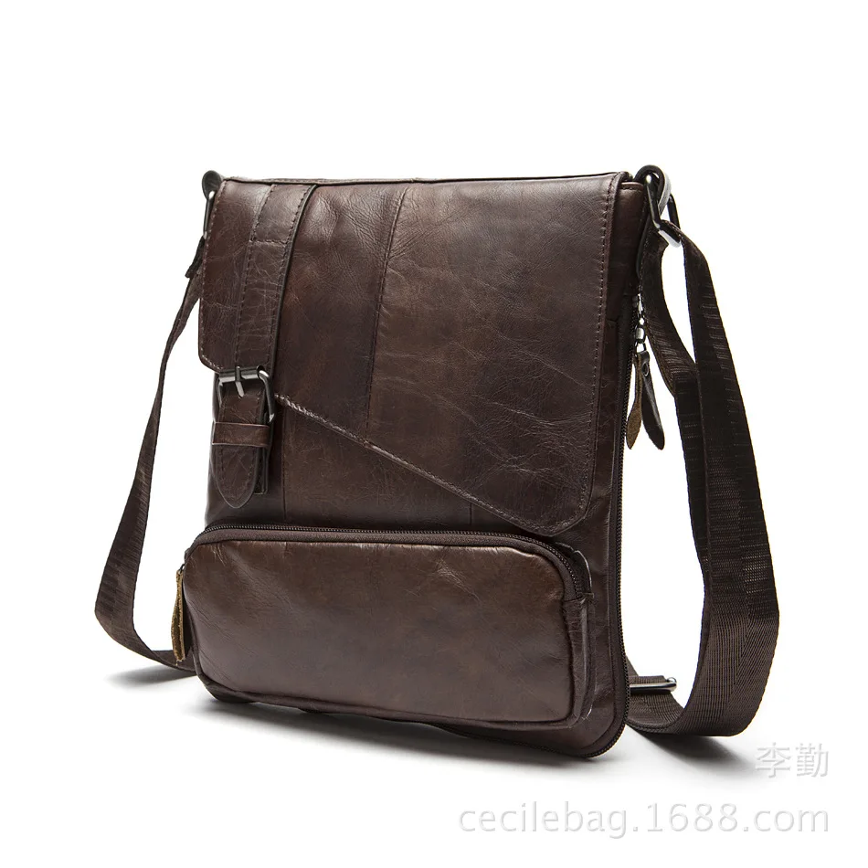 DALFR сумка через плечо из воловьей кожи мужская сумка на плечо из натуральной кожи для мужчин 15 дюймов повседневная мужская сумка-мессенджер дизайнерские сумки - Цвет: Coffee