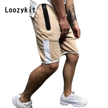 LOOZYKIT 3XL хлопковые повседневные шорты летние мужские до середины талии на шнурке шорты по колено брюки Лоскутные Drawstring половина брюки