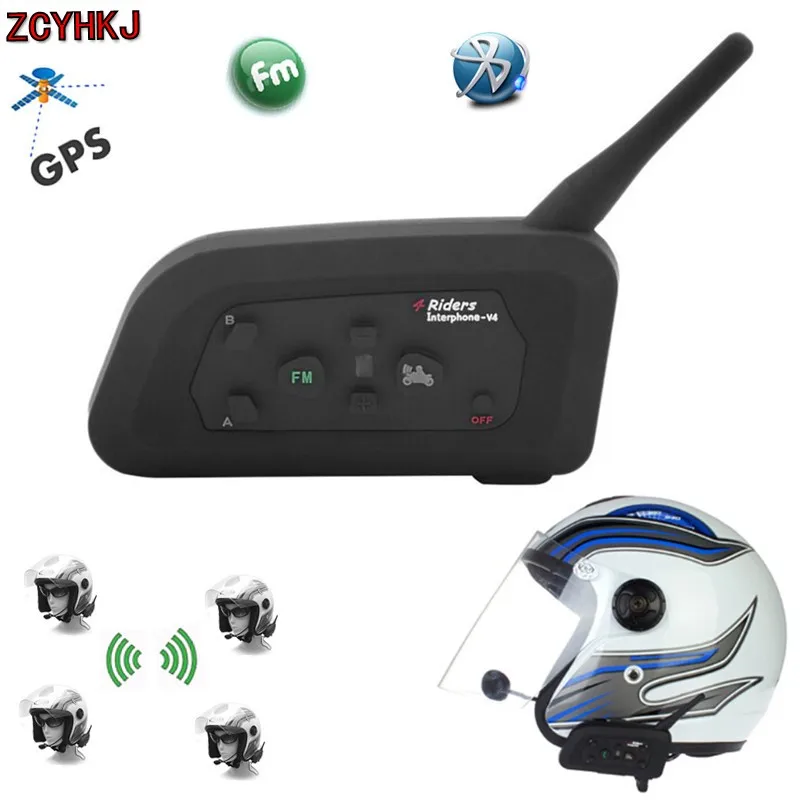 2017 NEW 1200M V4 BT Multi Interphone Bluetooth Waterproof FM Motorcycle Headphone