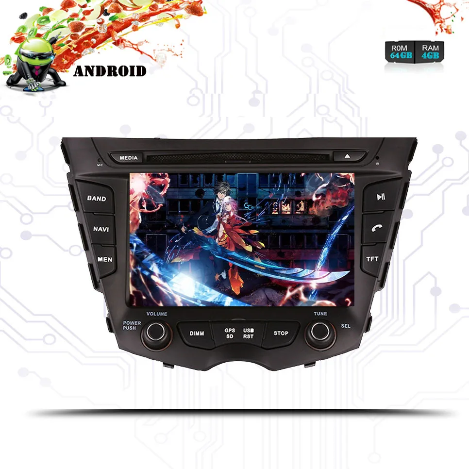 Top Android9.0 Octa core 4G+32G Car dvd radio Player multimedia pc tape gps monitor with 3/4g lte for Hyundai Veloster 2011-2016 DAB 5