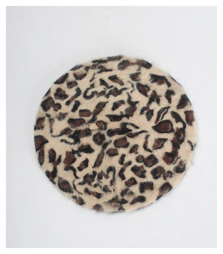 USPOP женские модные береты из кроличьей шерсти береты женские береты с леопардовым принтом Толстая теплая зимняя шапка