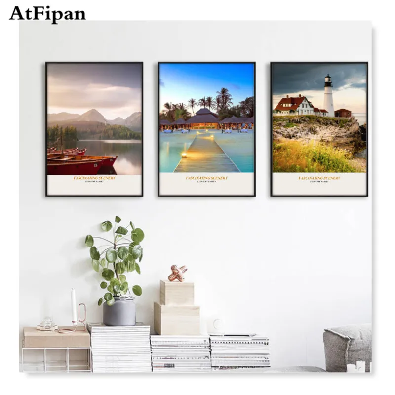 AtFipan Unframed 3 Panel high definition print Holiday canvas nature