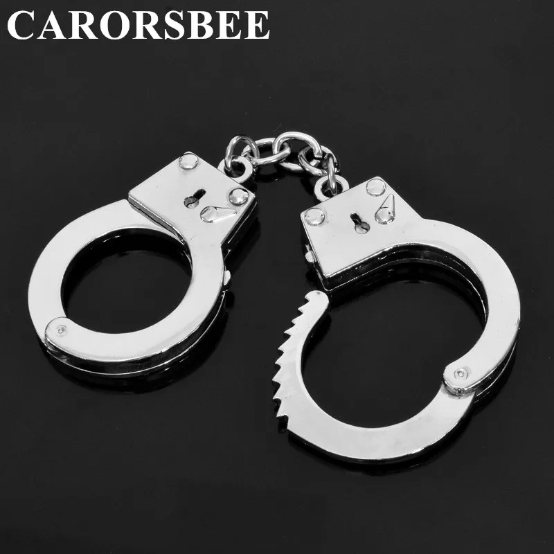 

car styling Mini Size Handcuffs Keychain Keyring Metal Motorcycle Car Key Chain Ring Holder Gifts Simulation Handcuffs