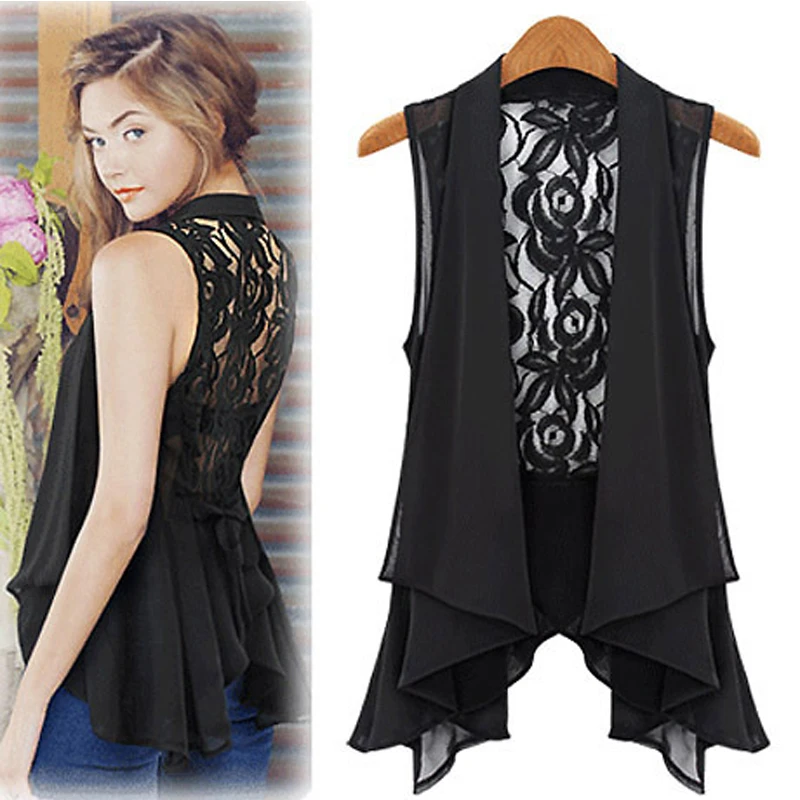 plus size chiffon vest