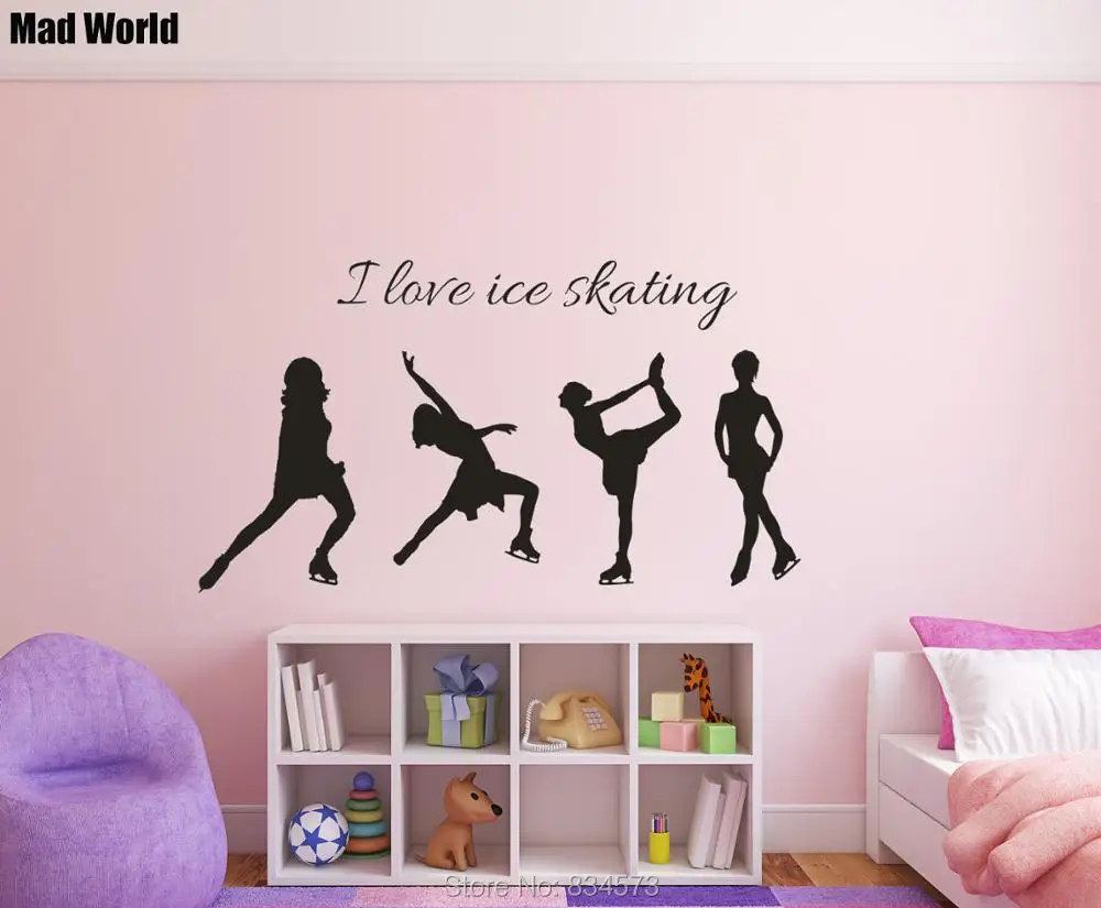 Ice Skating I love ice skating Figure Skater Wall Art Stickers Wall