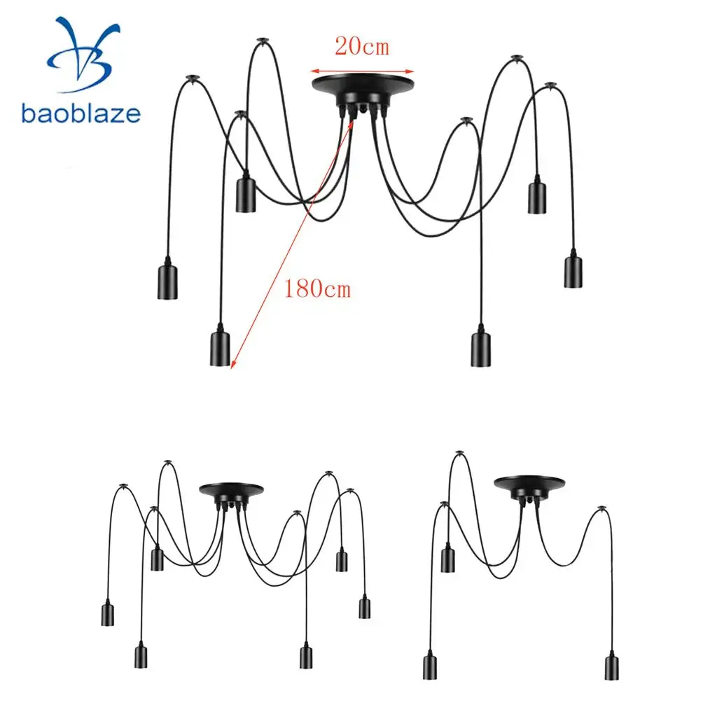 

3 /6 Heads Fairy Girl Scattered Flower Light Chandelier Suspension Ceiling Pendant Black ( No Bulb )