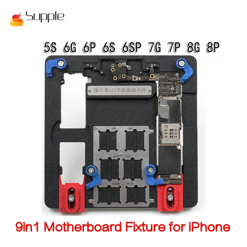 

Supple A21 Mobile Phone Repair Tool Motherboard Fixture for iPhone5 6 6S 7 8 Plus IC Chip PCB Board Holder Jig 9 in 1 Fixture