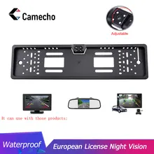 Camecho HD Автомобильная камера заднего вида, резервная камера заднего вида, Европейская Рамка номерного знака, ночное видение, светодиодный, парковочная камера
