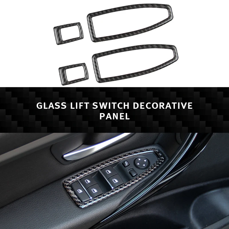 

Carbon Fiber Window Lifter Control Frame For BMW F30 F34 2013-18 Window Switch Decor Armrest Panel Trim car Interior accessories