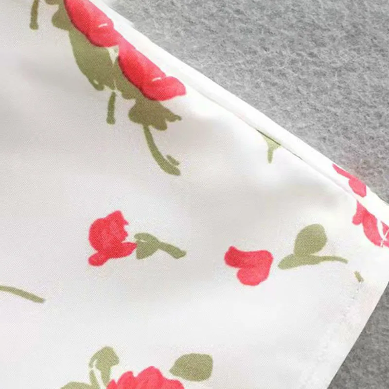 Printed Flower Dress Slash Neck Wild Women's Casual Summer Slim Knee-Length Dress Fashion Beach Off the Shoulder Dresses