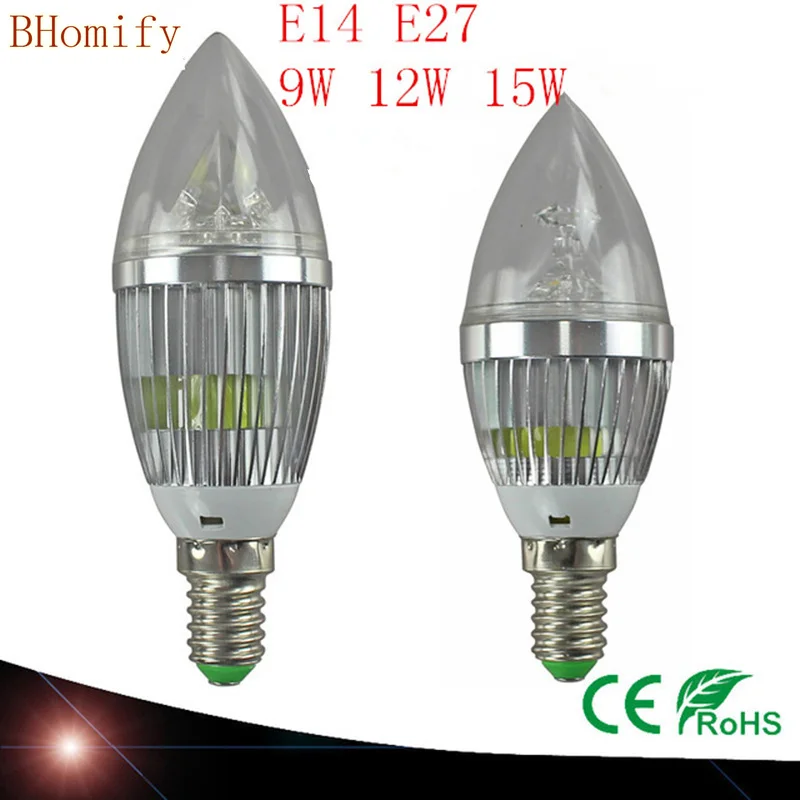 LED Candelabra 전구 촛불 E14 E27 9W 12W 15W 따뜻한/자연/차가..