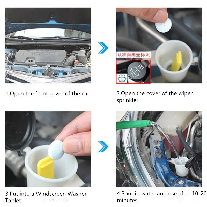 10 шт./лот, очиститель ветрового стекла, планшет, экологически чистые таблетки, моющее средство для автомобиля, инструмент для красоты, автомобильные аксессуары