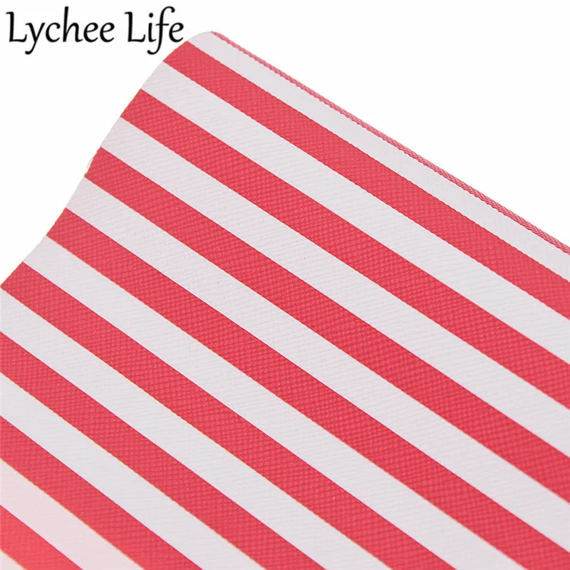 Lychee Life в полоску с принтом искусственная кожа ткань PU A4 21X15 см Ткань DIY Современная домашняя одежда текстиль швейная ткань аксессуары