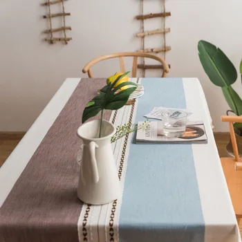 

Stitching Tassel Table Cloth Dust-Proof Cotton Linen Fabric Decorative Table Cover Kitchen Dining Tabletop Decoration