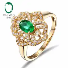 CaiMao 0.53ct натуральный изумруд 18KT/750 желтое золото 0.26ct полная огранка алмаз обручальное кольцо ювелирные изделия драгоценный камень колумбийский