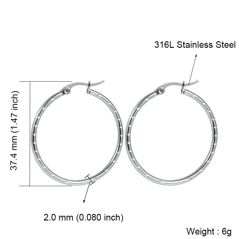 Круглые серьги из нержавеющей стали 316L для женщин, серебряный/золотой цвет, очаровательные обручи, серьги, модные украшения, ручной работы, свадебный подарок - Окраска металла: 1371 Silver