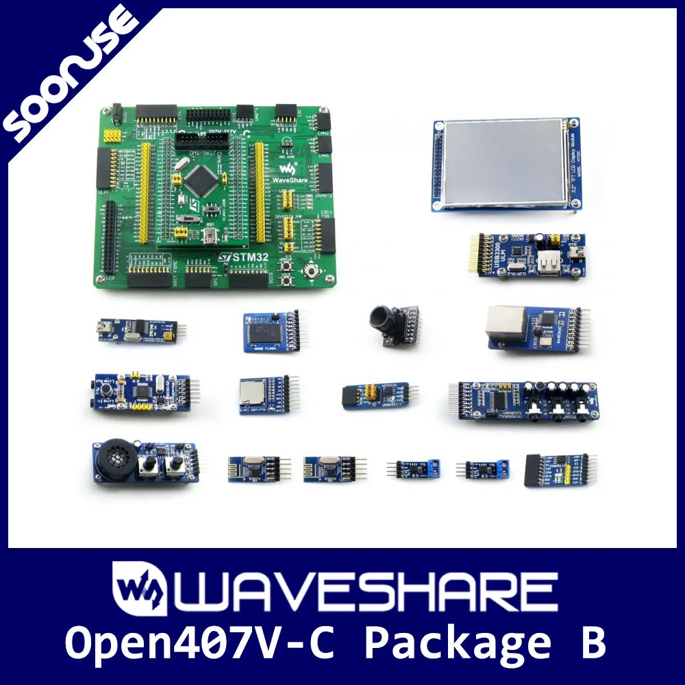 Waveshare Open407V-C Pack B STM32F407VET6 STM32F407 ARM Cortex-M4 STM32 макетная плата + 14 модулей | Компьютеры и