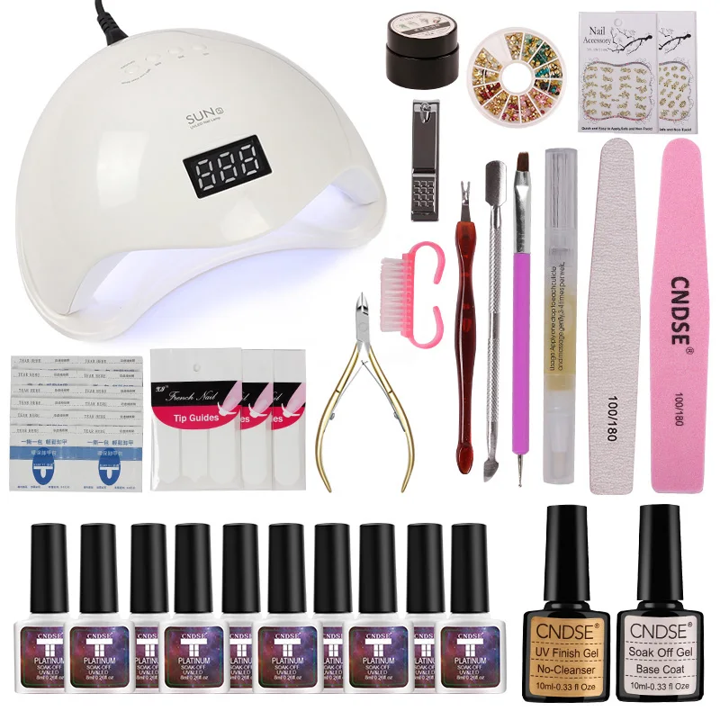 Full Manicure Set With Lamp Nail Kit 48W UV LEDLamp For Nail Art Sets