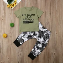 Детская одежда для маленьких мальчиков, летняя повседневная футболка с короткими рукавами и надписью, топы, камуфляжные длинные штаны, леггинсы, 2 предмета, детская одежда для мальчиков, От 1 до 5 лет
