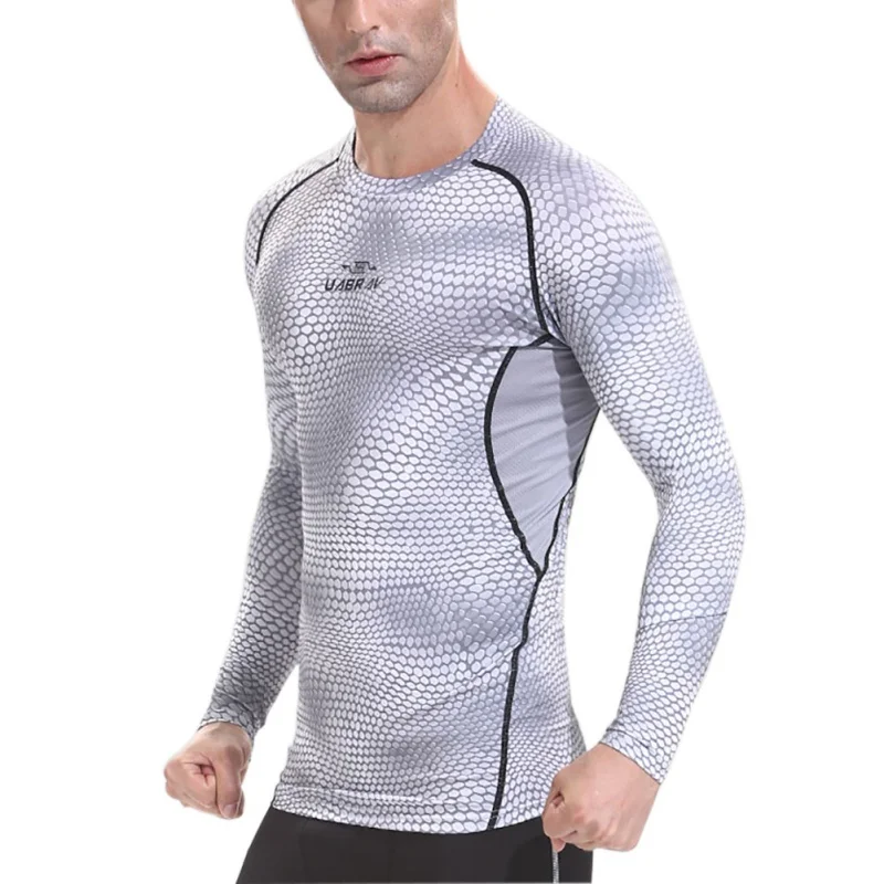 

New Men Gym Clothing Fitness Compression Male Tops Body Building Long Sleeved Quick Drying T shirt