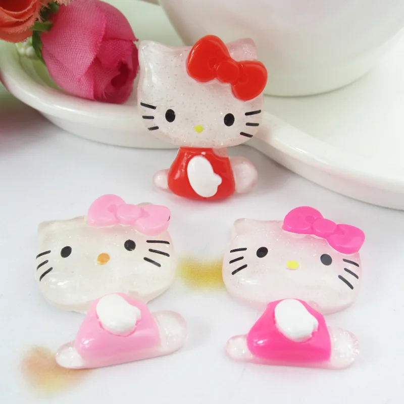 50pcs/lot flat back resin Kitty cat 22*28mm for Scrapbooking Craft Cabochon For Hair Cellphone Decoration