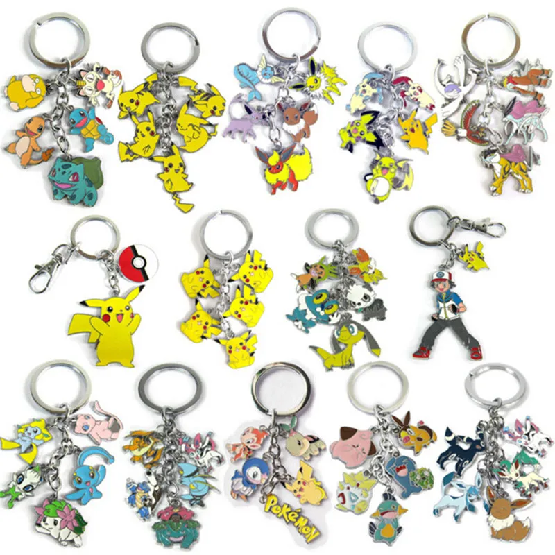 one piece new anime pokemon font b keychain b font zinc alloy pokemon figures pikachu squirtle