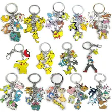 one piece new anime pokemon keychain zinc alloy pokemon figures pikachu squirtle keychians pendant hot sale key chain brinquedos