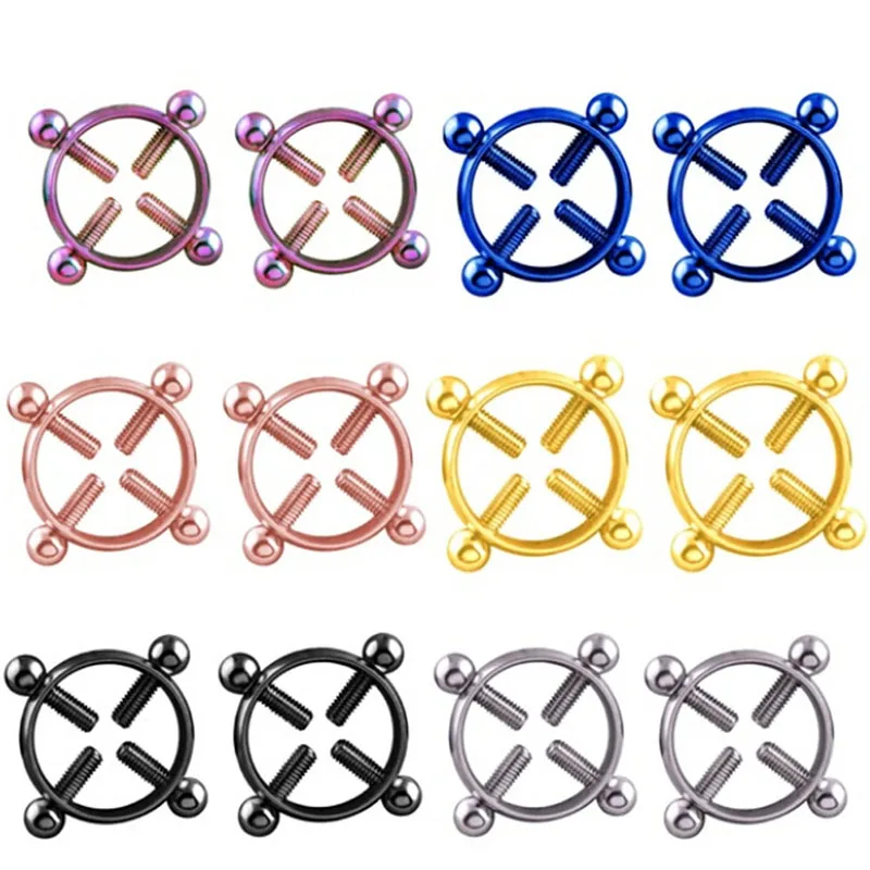 

1Pcs Multicolor Titanium Round Non-Piercing Nipple Ring Shield Body Piercing Jewelry Nickel-free Fake Piercing Surgical Steel