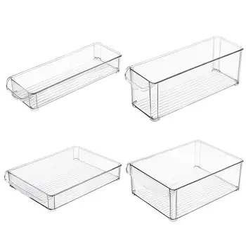 

Transparent Refrigerator Storage Box Plastic Food Container Rectangular Fridge Food Classification Grids 4 sizes