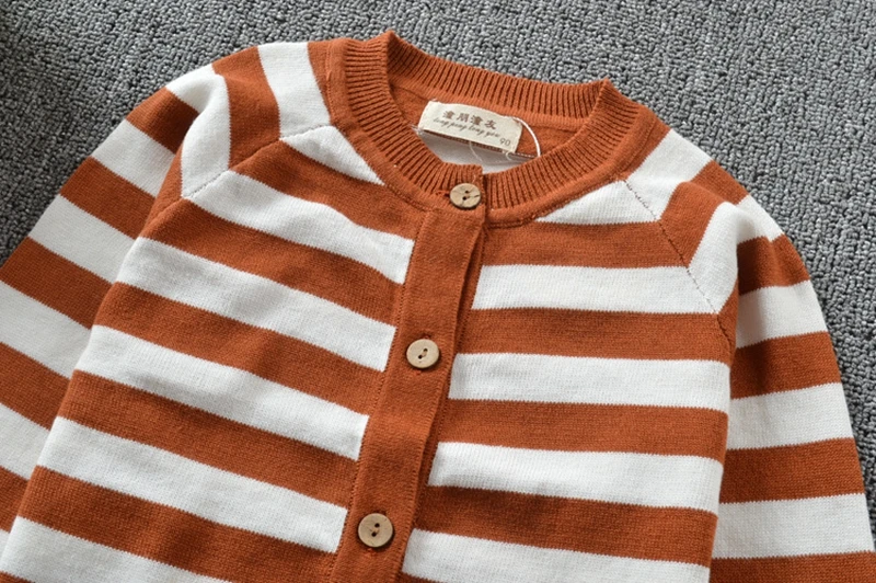 Для детей в полоску; полосатый кардиган модный вязаный хлопковый Детский свитер осень-зима верхняя одежда с длинными рукавами и рисунком Размеры 18M-5Y GW21