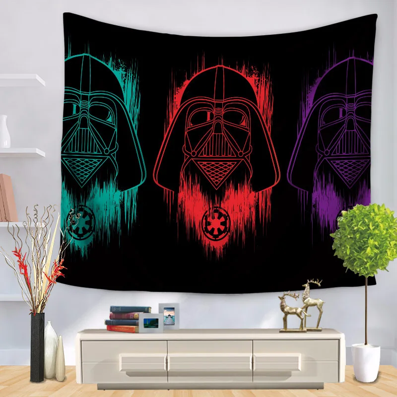 Star Wars Black Warrior Print Wall Hanging Tablecloth Tapestry Colorful