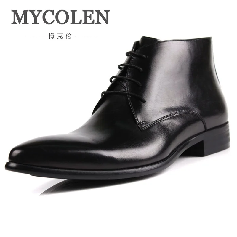 

MYCOLEN Spring Autumn Men Shoes British Style Vintage Western Boots Genuine Leather Male Ankle Desert Shoes Botas Militares