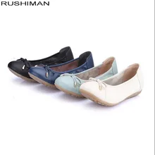 RUSHIMAN/Большие размеры(35-43), женская обувь из натуральной кожи, женская обувь на плоской подошве, модные женские Повседневные балетки для работы, женская обувь на плоской подошве