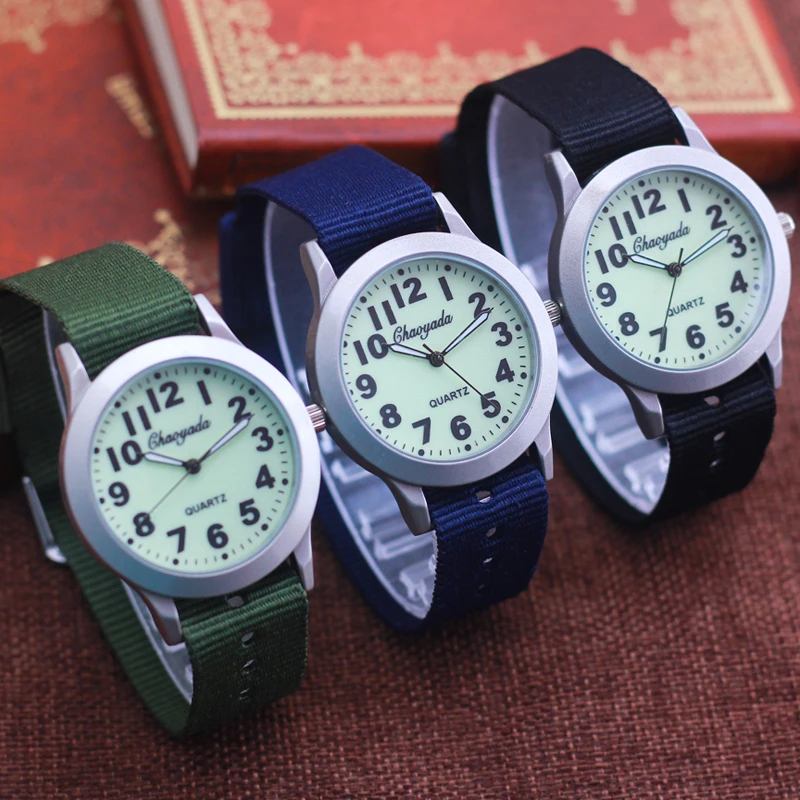 2024 CYD High Quality Boys Girls Outdoor Sport Quartz Wristwatches Students Learning Time Clock Fashion Luminous Canvas Watches 5
