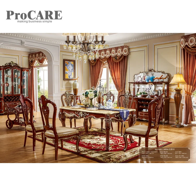 European style marble round dining table with rotating centre - 6005
