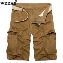 Обновление версии мужские карго Шорты повседневные шорты с модными карманами; однотонная Цвет армейские зеленые шорты Свободные(без ремня) 29-40