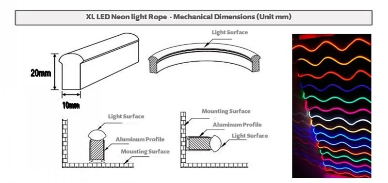 120 светодиодов/м RGB SMD 2835 5050 Гибкий Мягкий светодиодный неоновый веревочный светильник DC12V