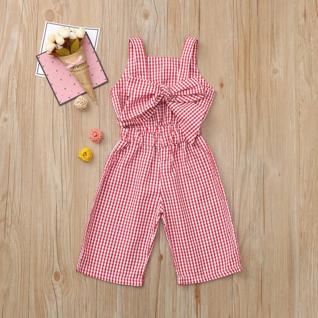 

Summer Toddler Baby Girls Sleeveless Bow Plaid Clothes Vetement Enfant Fille Girls Summer Clothes Meisjes Kleding Kids Clothes