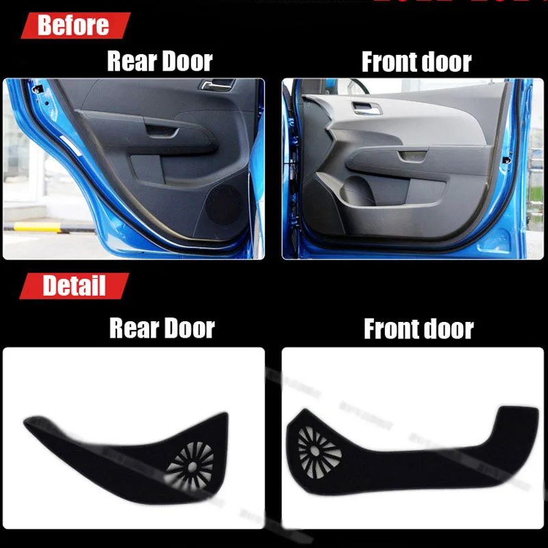 

4pcs Fabric Door Protection Mats Anti-kick Decorative Pads For Chevrolet Aveo 2011-2014